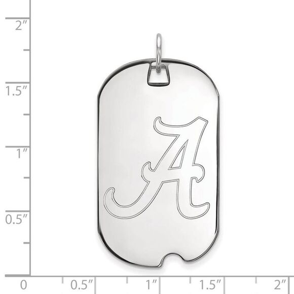 10k White Gold U. of Alabama Large Initial A Dog Tag Pendant